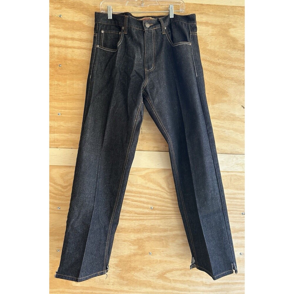 Urban Label Jeans Mens 36x31 Blue Denim Dark Wash Embroidered Straight 36W 31L